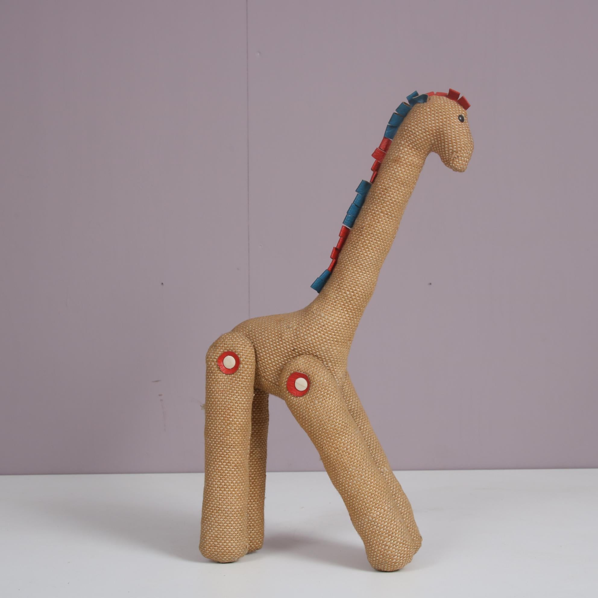 Jute and Leather Giraffe by Renate Müller for H. Josef Leven Kg, Germany 1960 For Sale 4