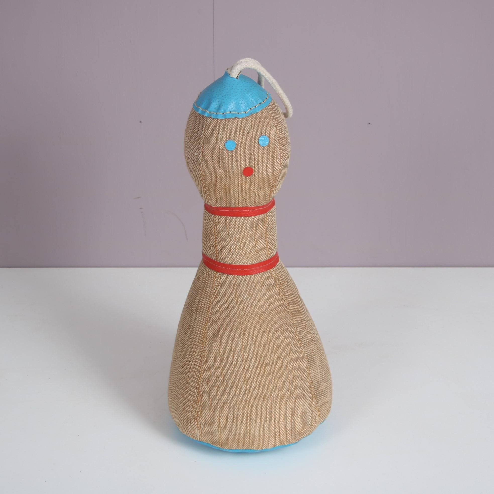 Mid-Century Modern Jute and Leather Toy by Renate Müller for H. Josef Leven Kg, Germany 1960 For Sale