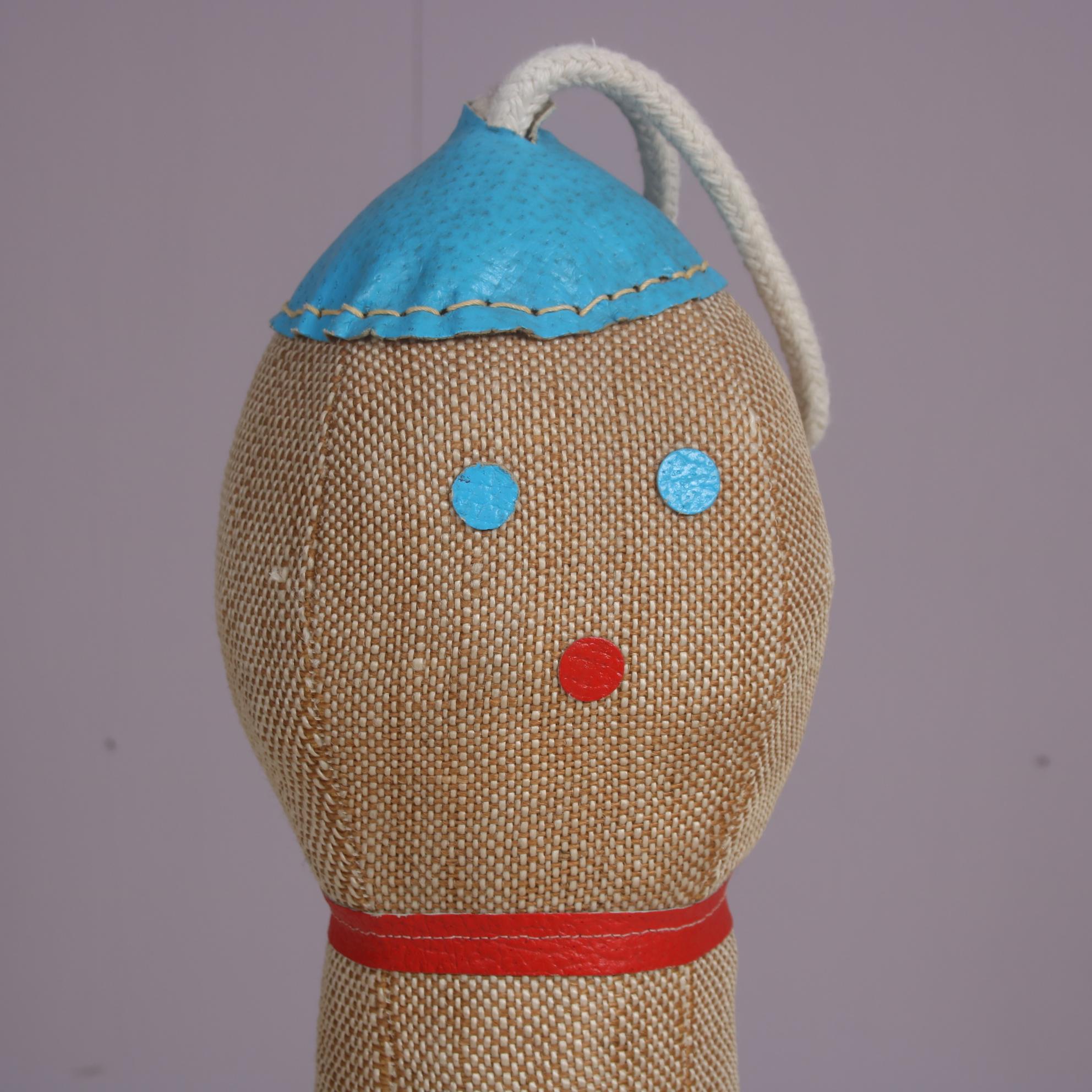 Jute and Leather Toy by Renate Müller for H. Josef Leven Kg, Germany 1960 In Good Condition For Sale In Amsterdam, NL