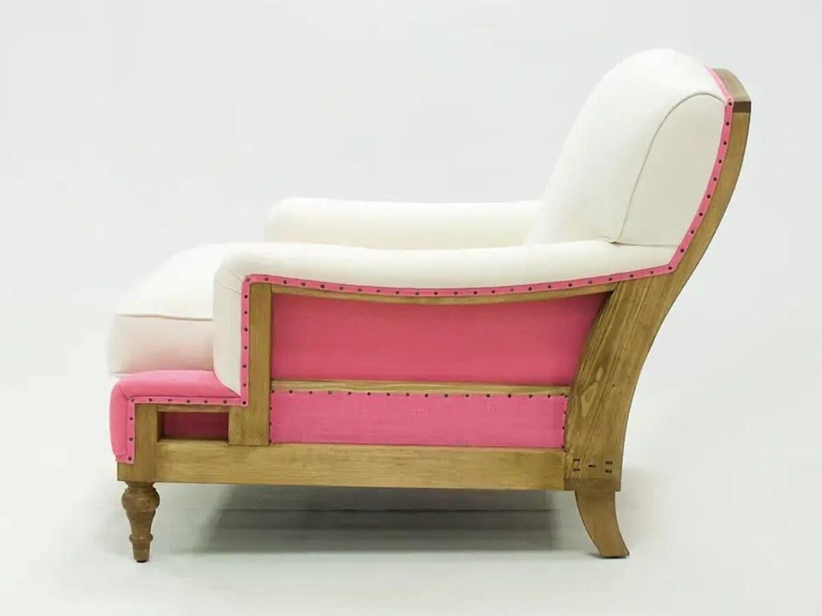 Jute-Sessel mit ausgestellter Struktur aus Rattan und Band im Angebot 4