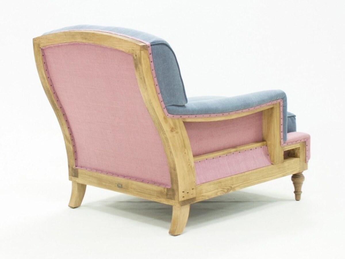 Hand-Crafted Jute Armchair with Exposed Structure in Rattan and Ribbon For Sale