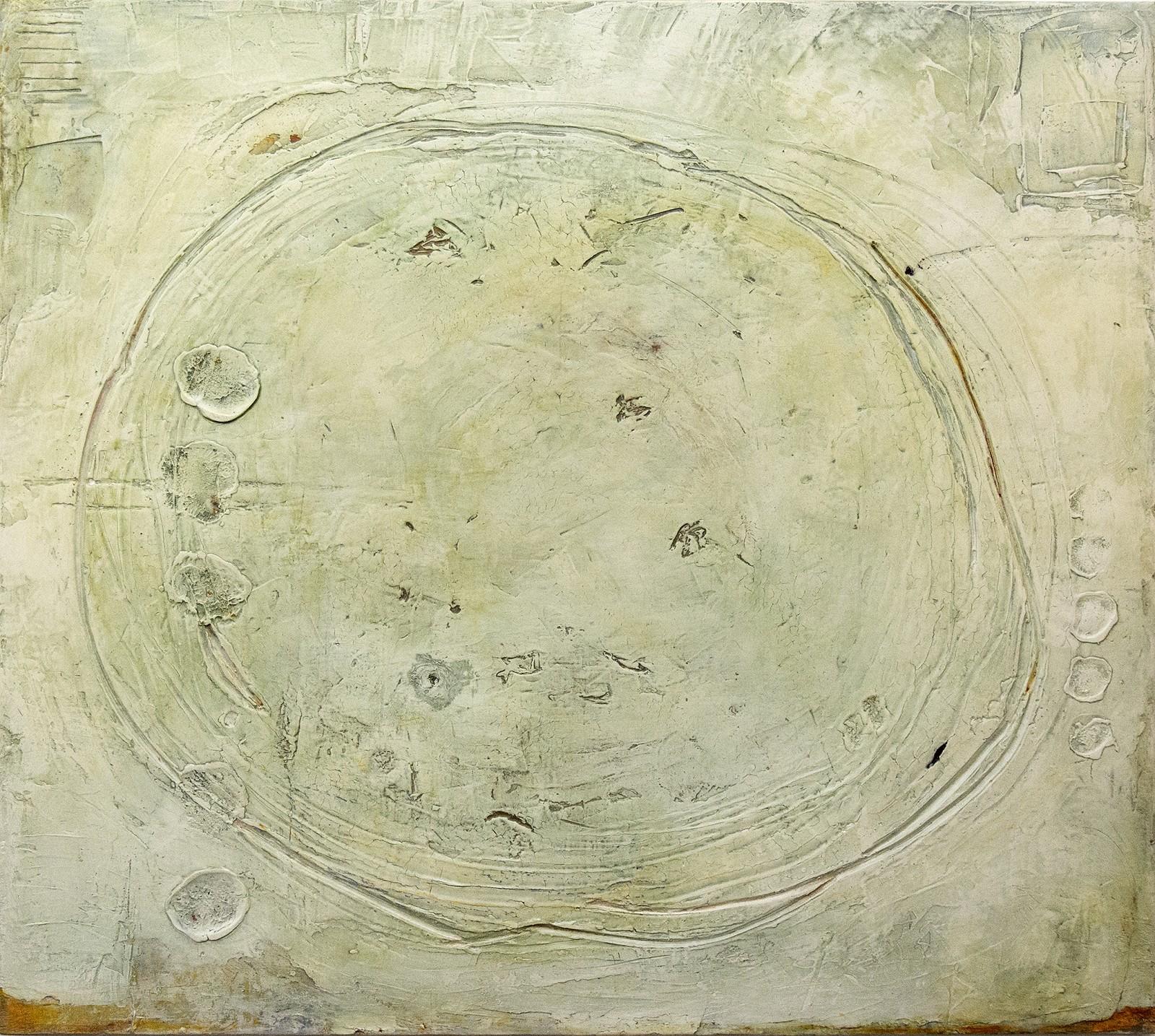 Jutta Naim Abstract Painting - Inceptions No 2 - soft, contemplative abstraction, plaster & pigment on panel