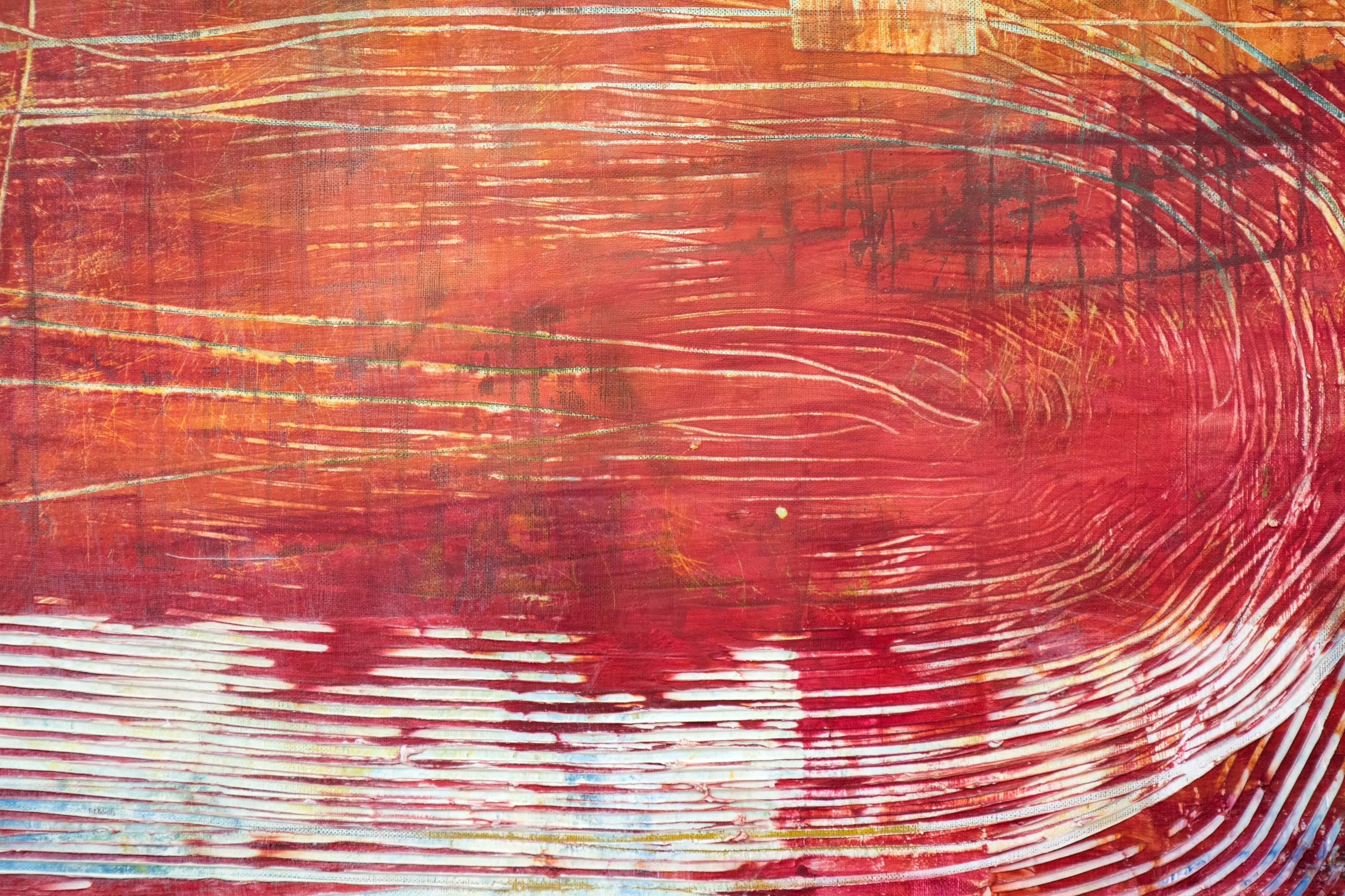 Mimesis No 09 - astrazione calda e contemplativa, gesso e pigmento su pannello - Painting di Jutta Naim