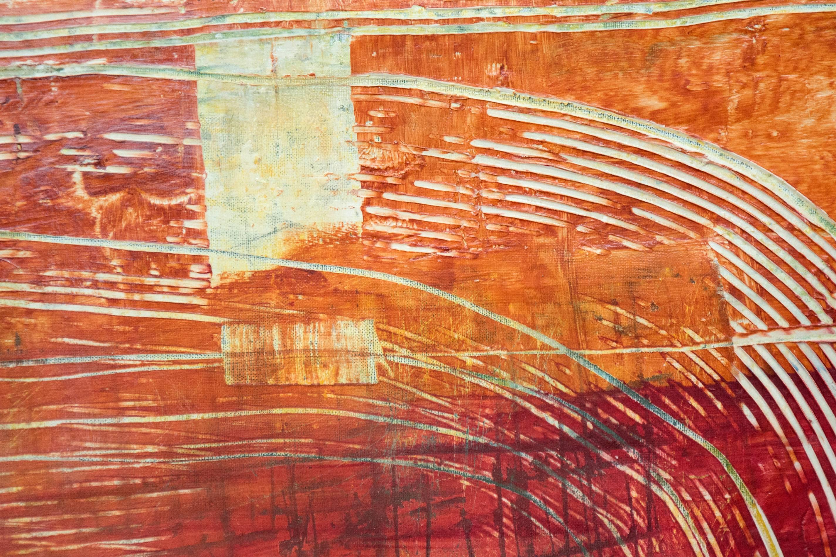 Mimesis No 09 - astrazione calda e contemplativa, gesso e pigmento su pannello - Abstract Painting Arancia di Jutta Naim