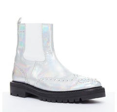 JUUN J VIBRAM silver metallic holographic wingtip ankle boots EU43