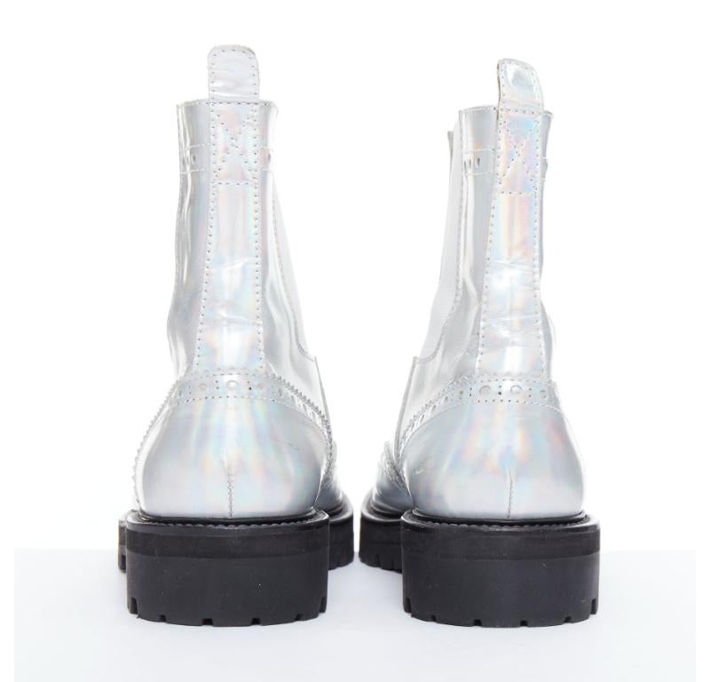 Men's JUUN J VIBRAM silver metallic holographic wingtip ankle boots EU43 For Sale