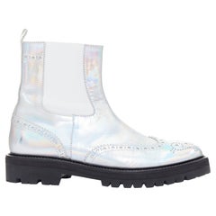 JUUN J VIBRAM silver metallic holographic wingtip ankle boots EU43