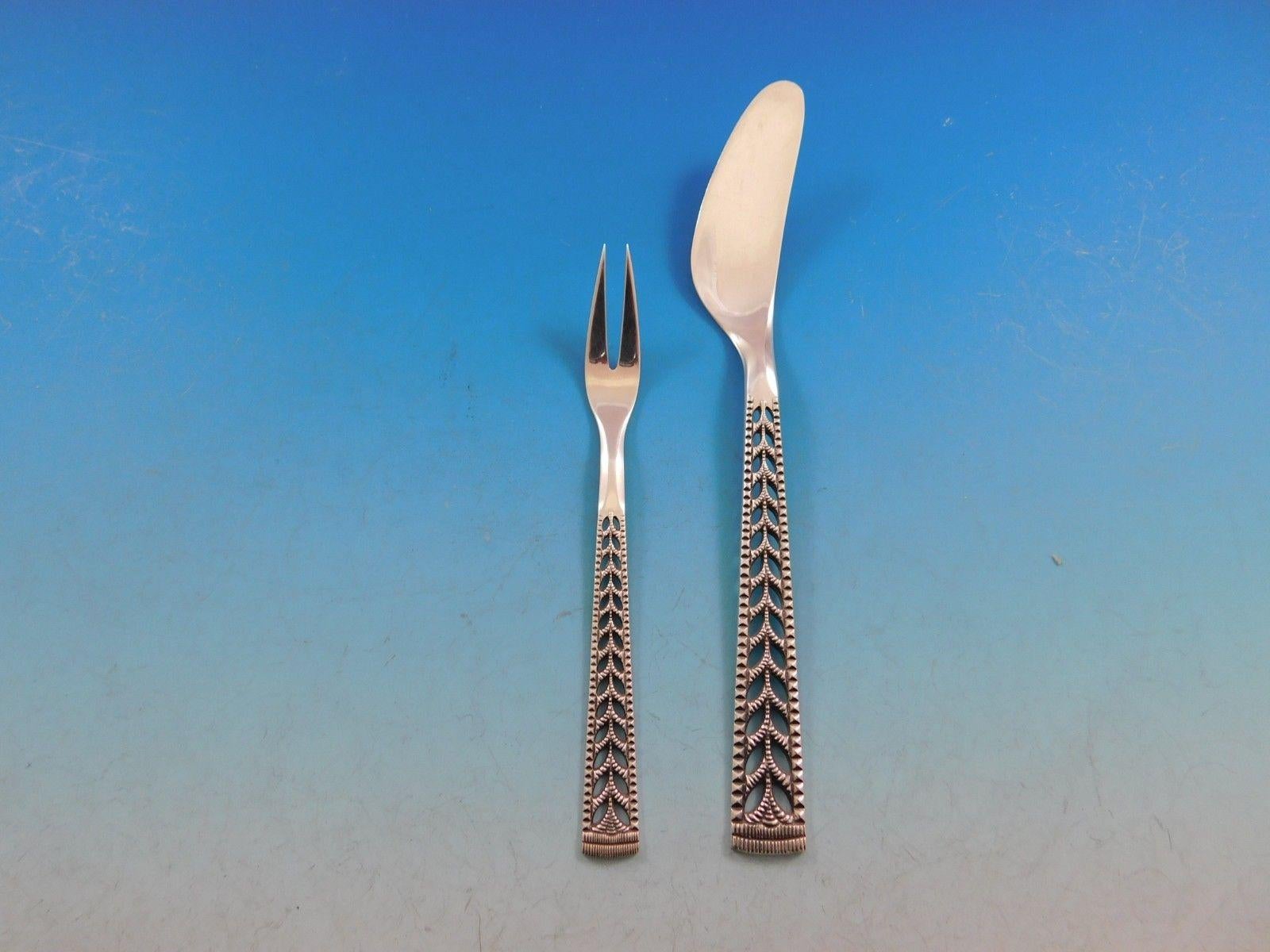 Juvel by Nils Hansen Norway 830 Silver Flatware Set for 12 Dinner Service 70 Pcs 2