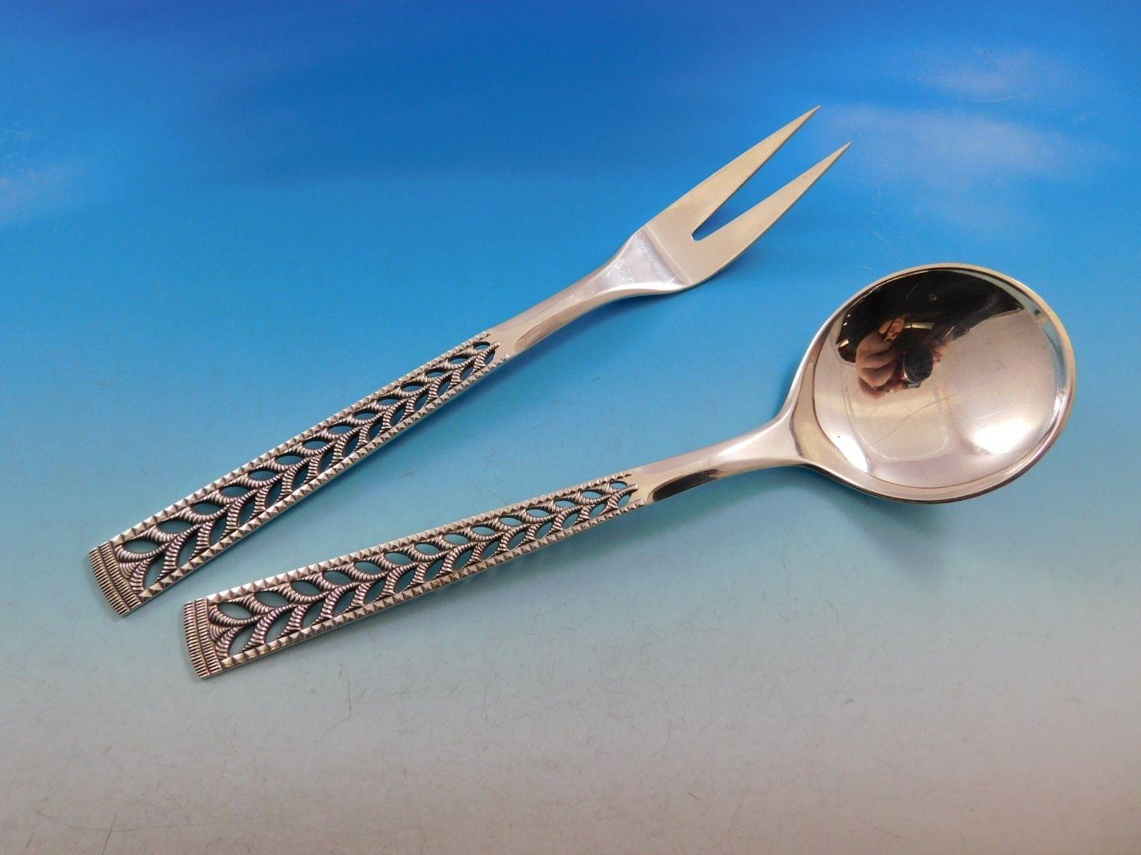 Juvel by Nils Hansen Norway 830 Silver Flatware Set for 12 Dinner Service 70 Pcs 4