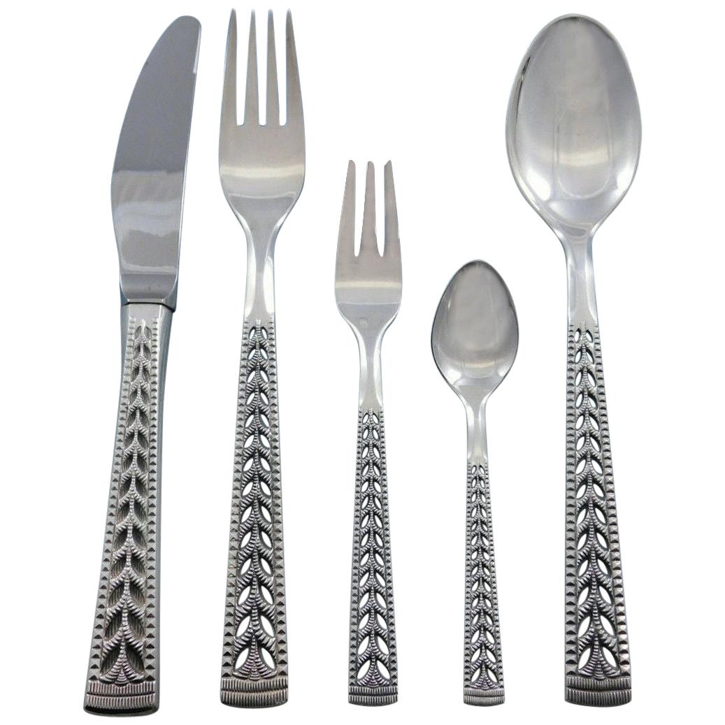 Juvel by Nils Hansen Norway 830 Silver Flatware Set for 8 Service 47 Pcs