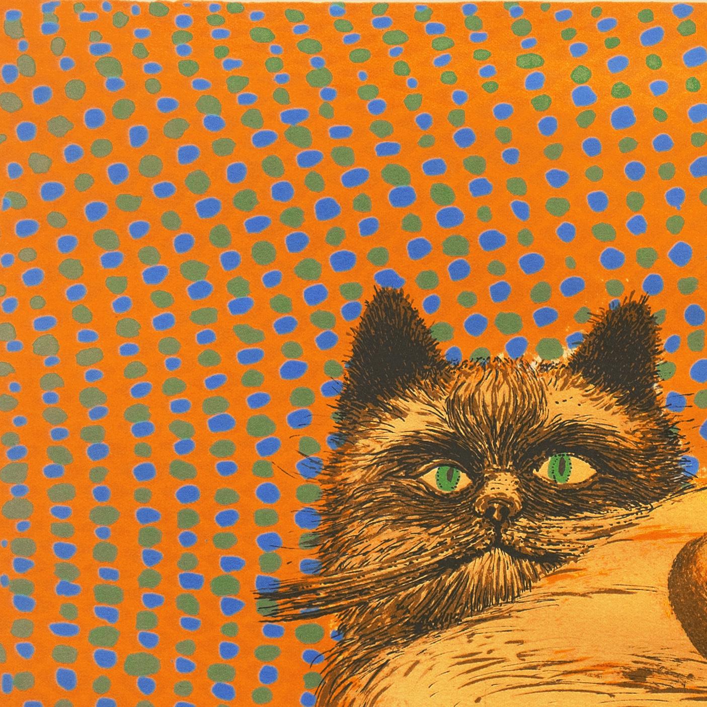 'Fat Cat', Philippines, Paris, Ecole des Beaux-Arts, Metropolitan Museum, MOMA - Orange Animal Print by Juvenal Sanso