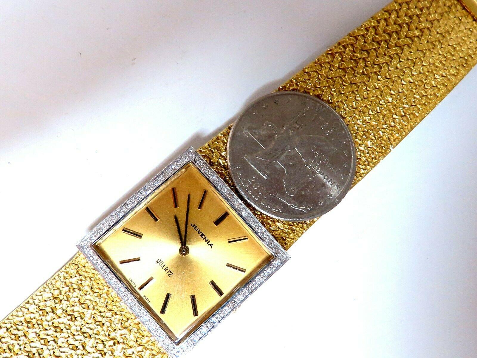 Juvenia 18 Karat Gold Diamonds Vintage Watch In Excellent Condition In New York, NY