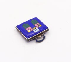 Horloge de voyage Art déco suisse Juvenia 1925 émaillée en argent sterling .925