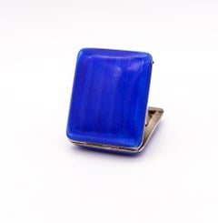 Orologio da tavolo con ciondolo da viaggio Juvenia 1925 in argento con smalto guilloché