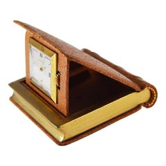 Juvenia Nuevo viejo stock "Reloj libro" de cuero para escritorio Años 30