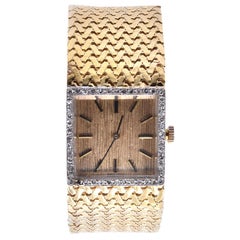 Juvenia Vintage 14 Karat Yellow Gold Diamond Gents Wristwatch