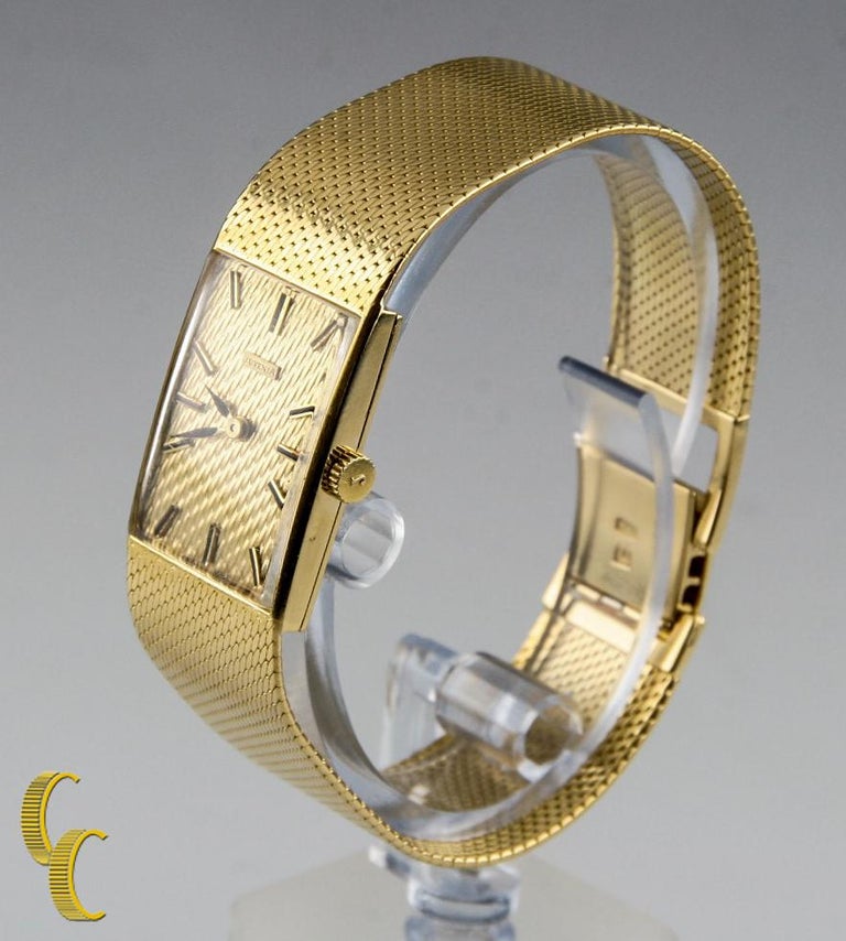 Juvenia Women's 18 Karat Gold Square HandWinding Watch with Gold Mesh