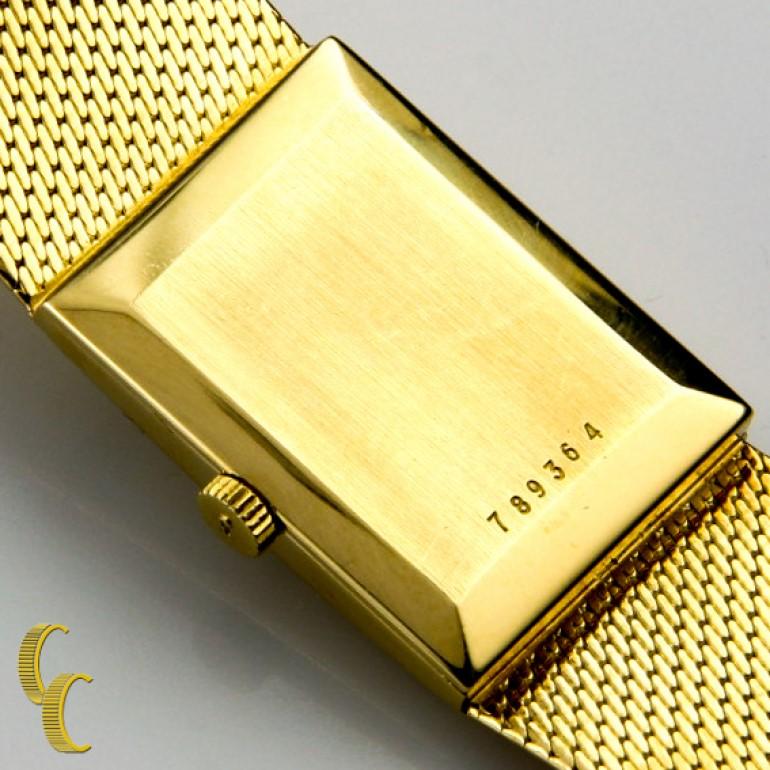 Juvenia Damenuhr aus 18 Karat Gold Quadratische Hand-Winding mit Goldgeflechtband im Angebot 2