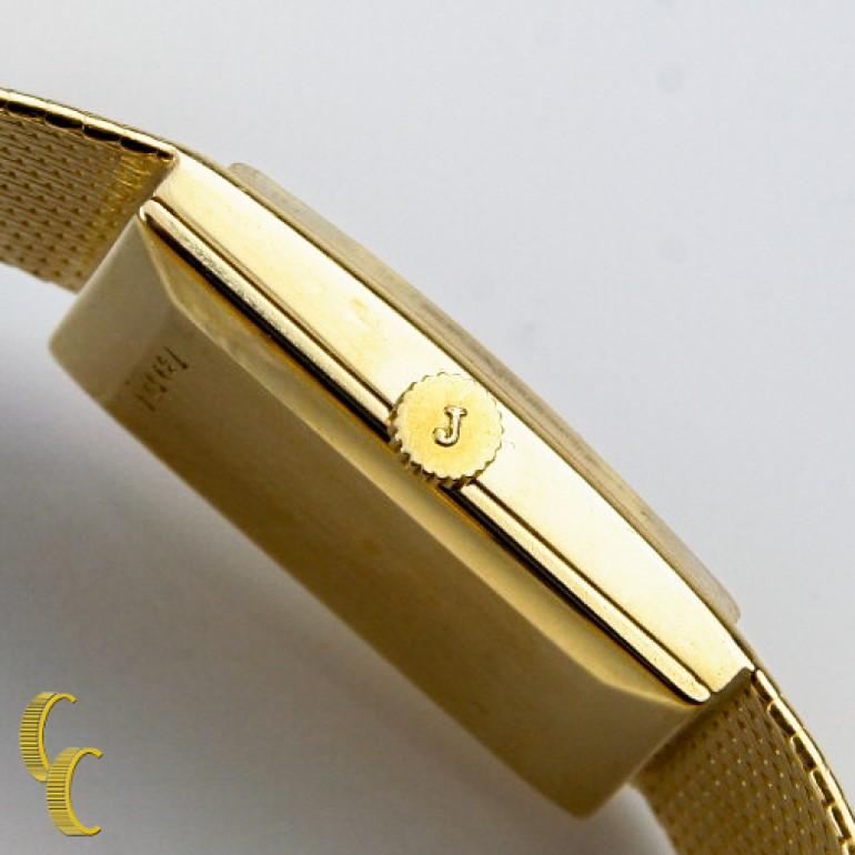 Juvenia Damenuhr aus 18 Karat Gold Quadratische Hand-Winding mit Goldgeflechtband im Angebot 3