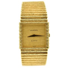 Retro Juvenia yellow gold Bark Finish dial Bracelet Quartz Wristwatch 