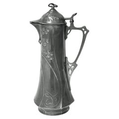 Juventa Art Nouveau Jugendstil Pewter Claret Wine Jug C.1900