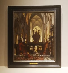 Antique Interior St. Salvator church Brugge, J.V. Génissson, Oil paint/canvas