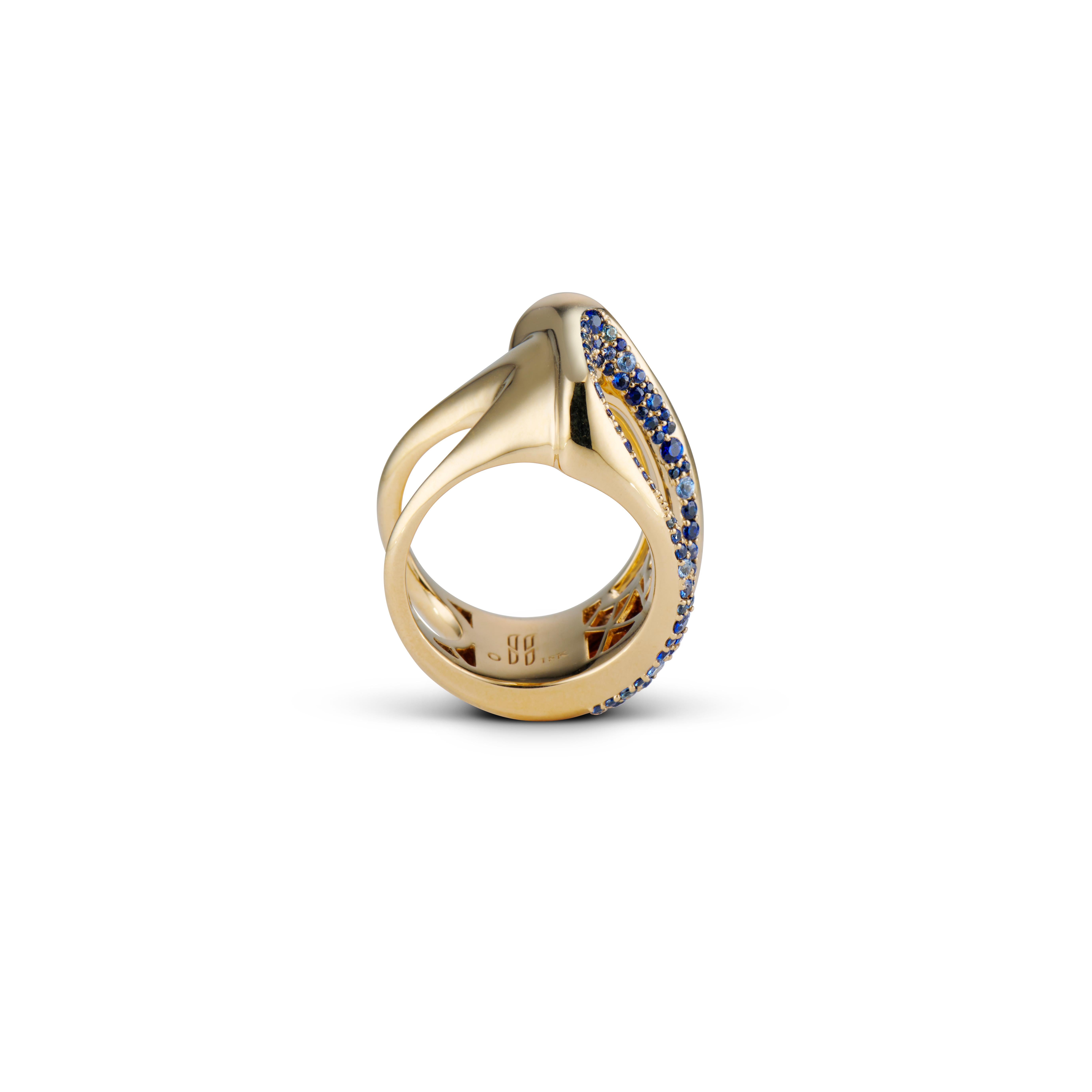 JV Insardi 18 Karat Gold Sculptural Ring with Blue Sapphires 4