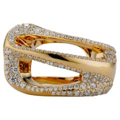 JV Insardi 18 Karat Gold Sculptural Ring with White Diamonds