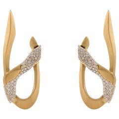 JV Insardi 18kt Satin Canary Gold Diamond Sculptural Earrings