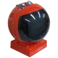 Vintage JVC Videosphere Red Space Helmet Television Black and White Portable TV 