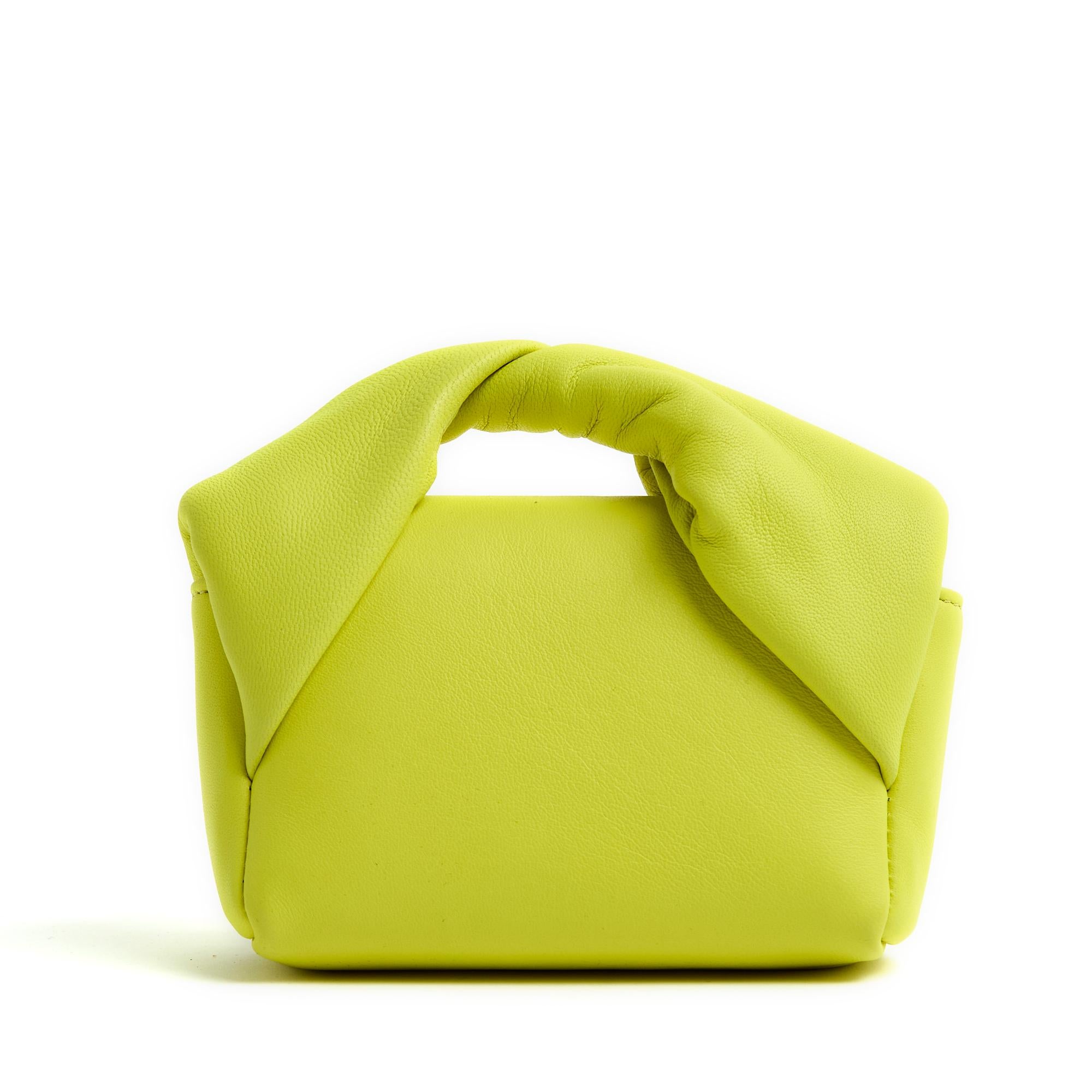 Yellow JW Anderson 2024 Sac Pochette mini Twister lime leather shoulder Bag Pouch NWT