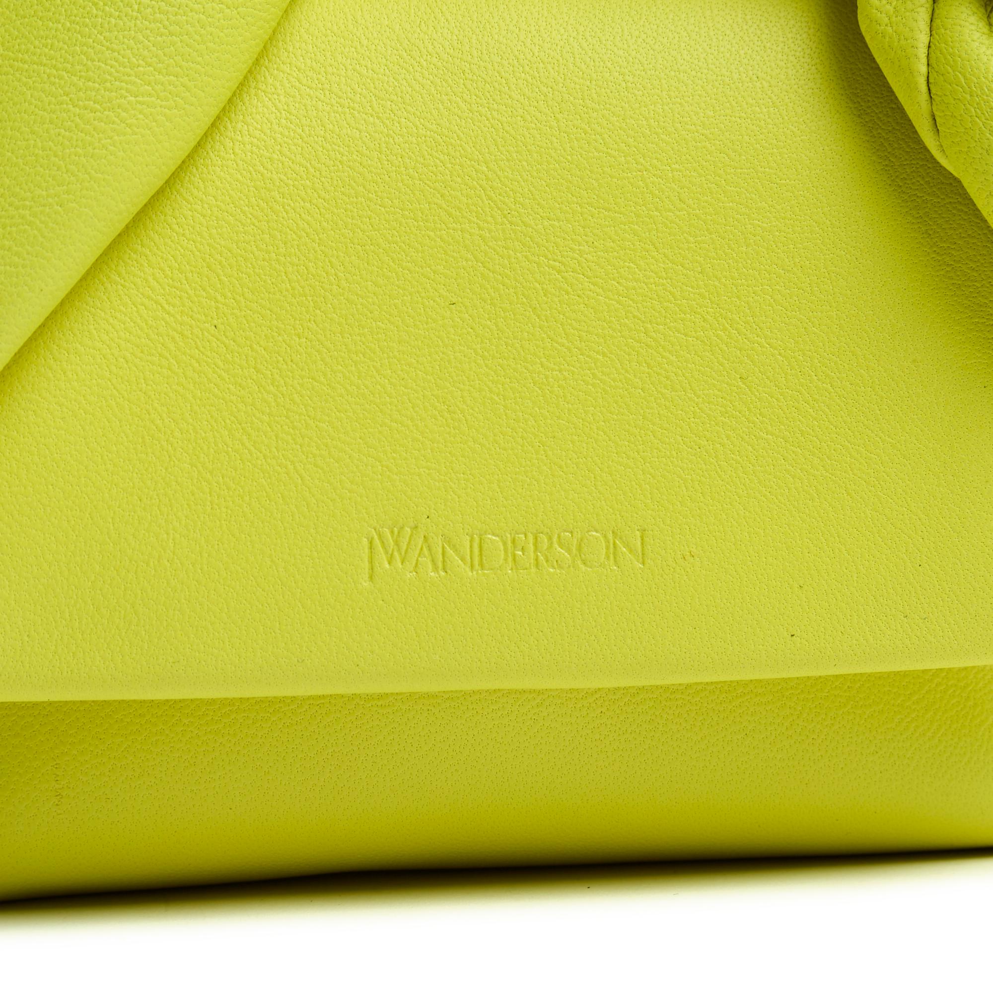 Women's JW Anderson 2024 Sac Pochette mini Twister lime leather shoulder Bag Pouch NWT