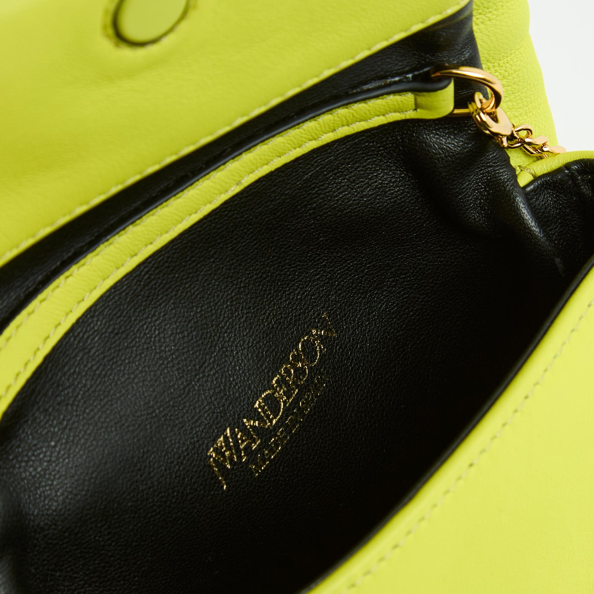 JW Anderson 2024 Sac Pochette mini Twister lime leather shoulder Bag Pouch NWT 1