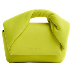 JW Anderson 2024 Sac Pochette mini Twister lime leather shoulder Bag Pouch NWT