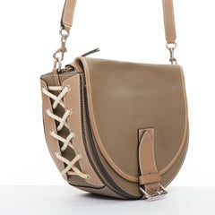 JW ANDERSON Bike taupe leather pocket braided half moon crossbody bag