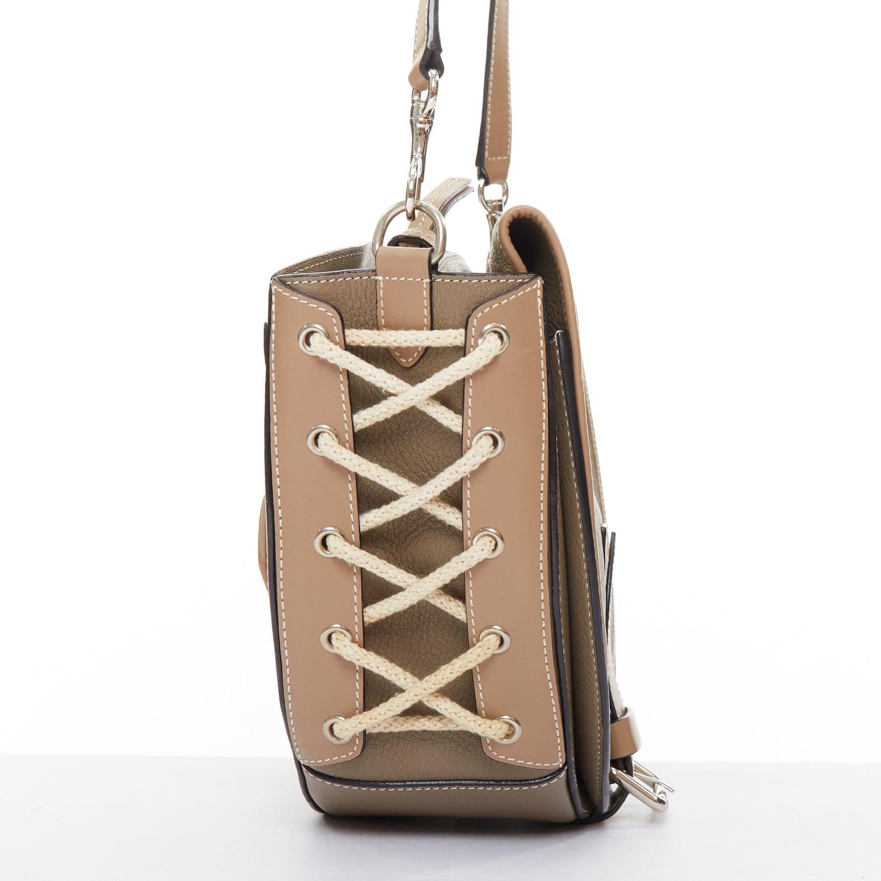 JW ANDERSON Bike taupe leather pocket braided half moon crossbody bag In Good Condition For Sale In Hong Kong, NT