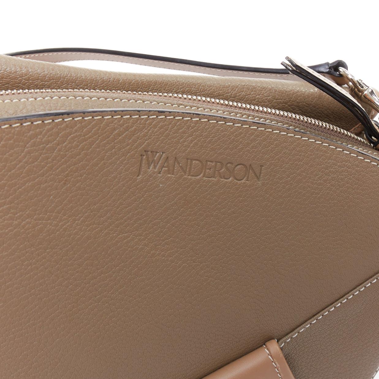 JW ANDERSON Bike taupe leather pocket braided half moon crossbody bag For Sale 2