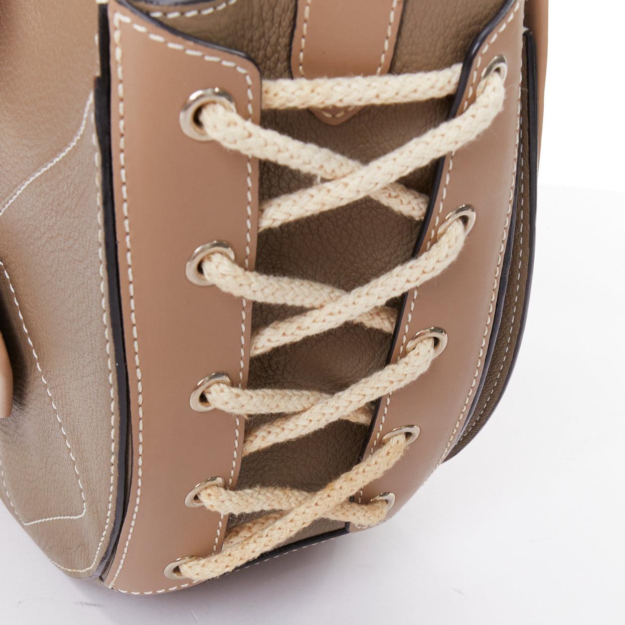 JW ANDERSON Bike taupe leather pocket braided half moon crossbody bag For Sale 4