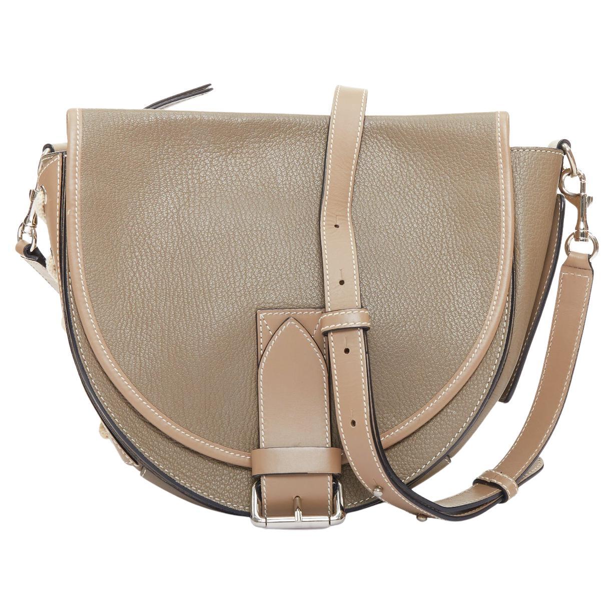 JW ANDERSON Bike taupe leather pocket braided half moon crossbody bag For Sale