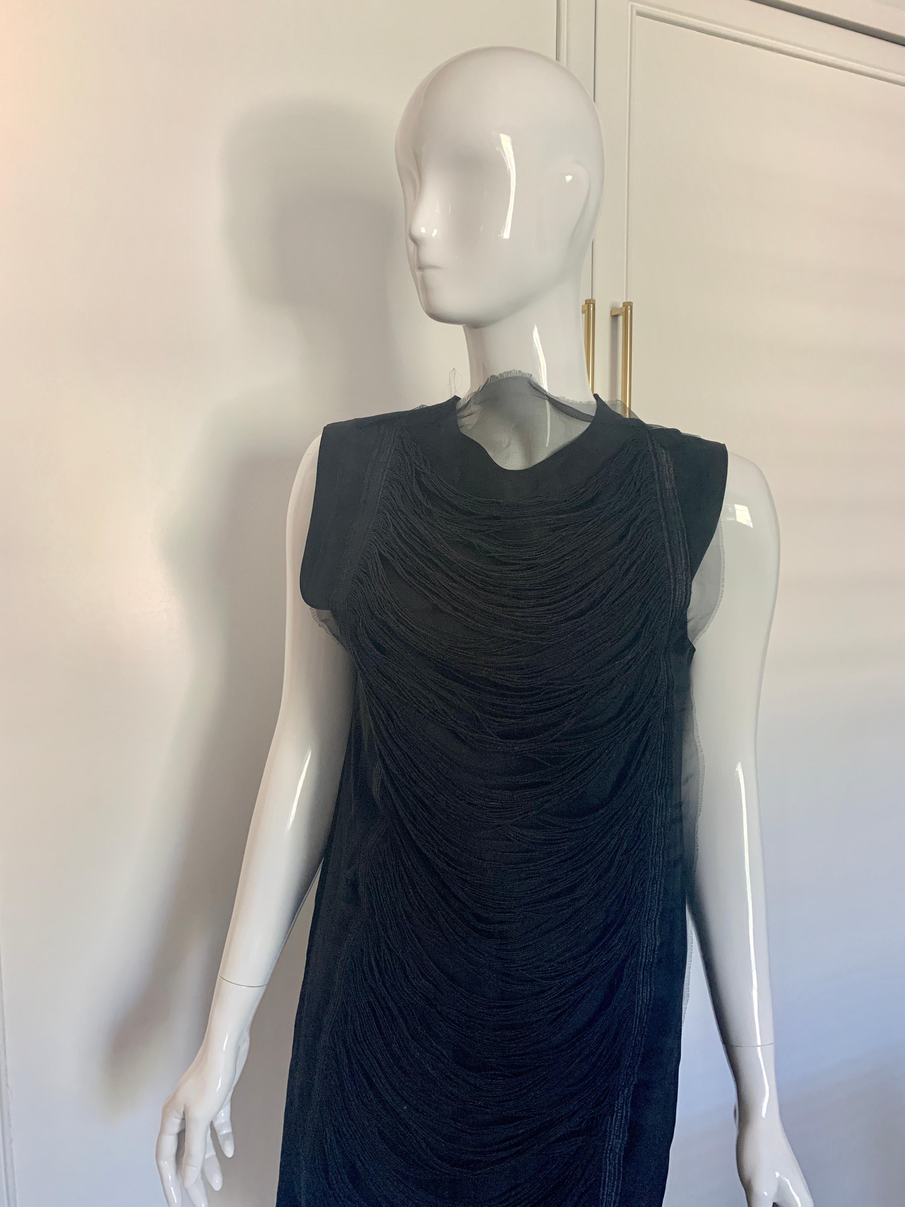 JW Anderson Black Fringe Shift Dress  In Good Condition For Sale In Thousand Oaks, CA