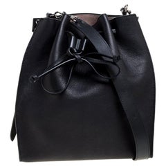 J.W. Anderson Black Leather Drawstring Bucket Bag