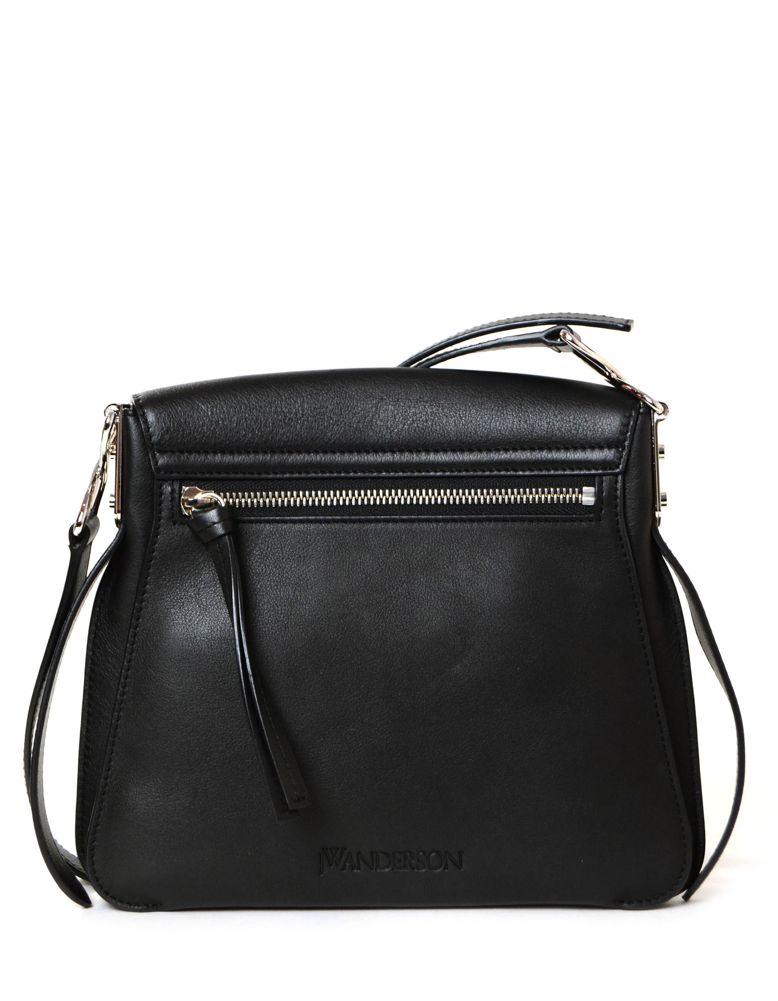 J.W. Anderson Black Leather Silver Disc Crossbody Bag rt. $1, 400 In Excellent Condition In New York, NY