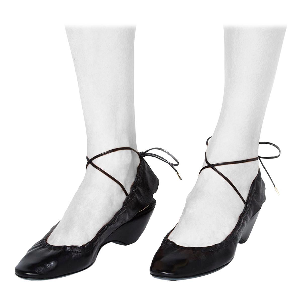 J.W. Anderson Black Leather Tie Back Ballerinas SIZE 39 For Sale