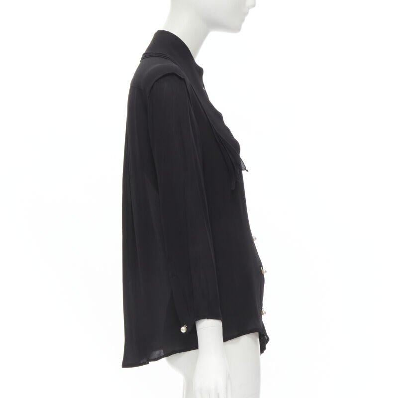 JW ANDERSON black silk pearl button layered collar blouse shirt UK8 S In Excellent Condition For Sale In Hong Kong, NT