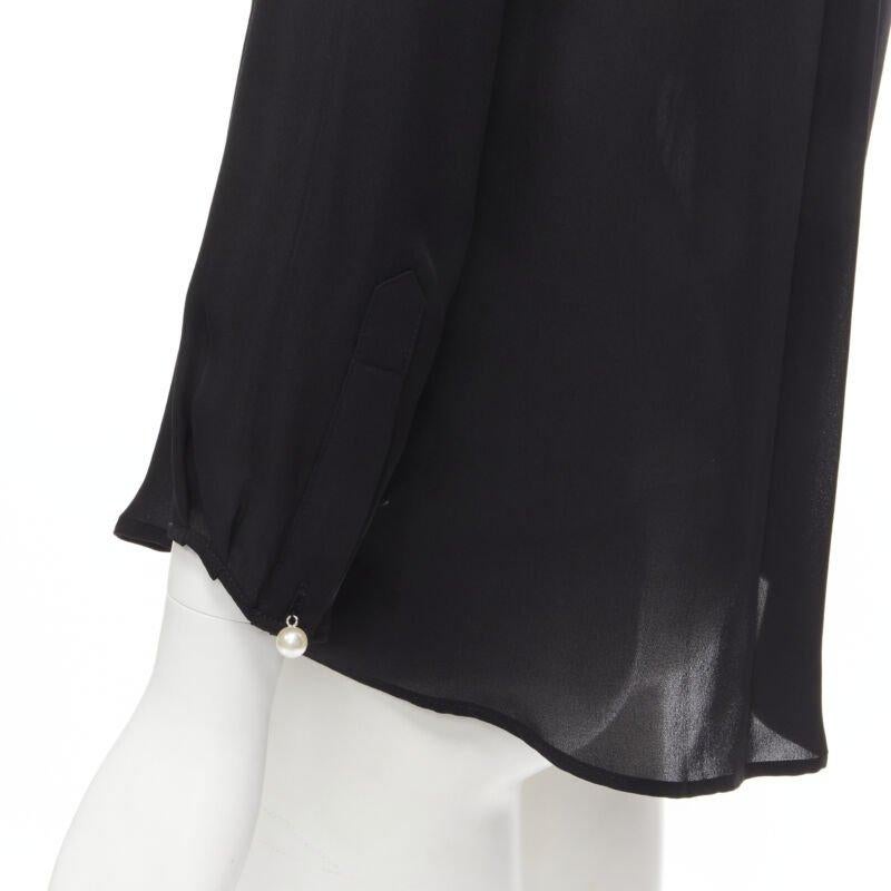 JW ANDERSON black silk pearl button layered collar blouse shirt UK8 S For Sale 3