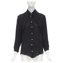 JW ANDERSON - Chemise à col superposé en soie noire perlée UK8 S