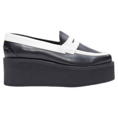 JW ANDERSON - Chaussures à plateforme en cuir bicolore noir et blanc avec bride à talon EU37,5