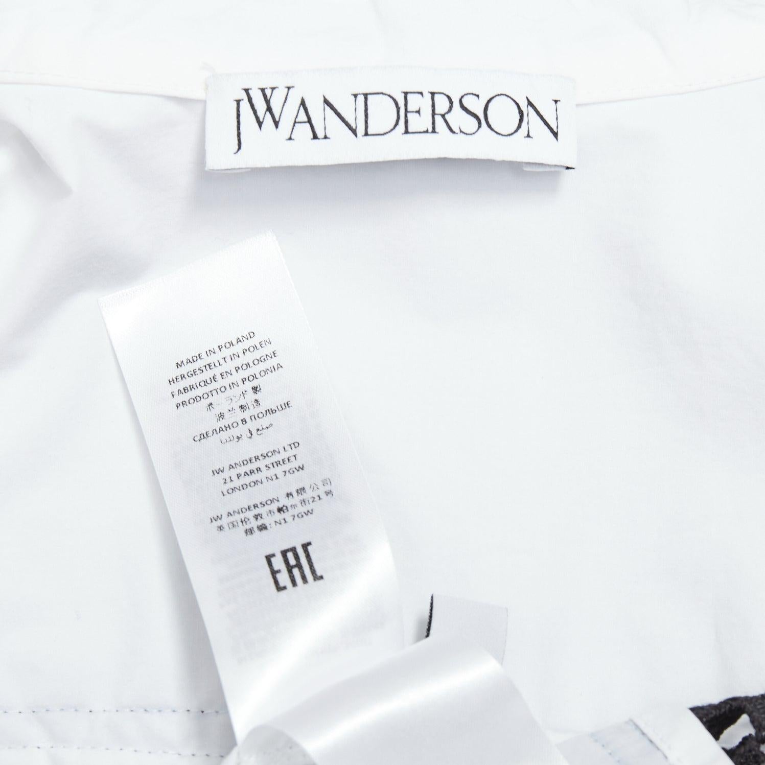 JW ANDERSON black white cotton floral lace insert dress shirt UK8 S For Sale 3