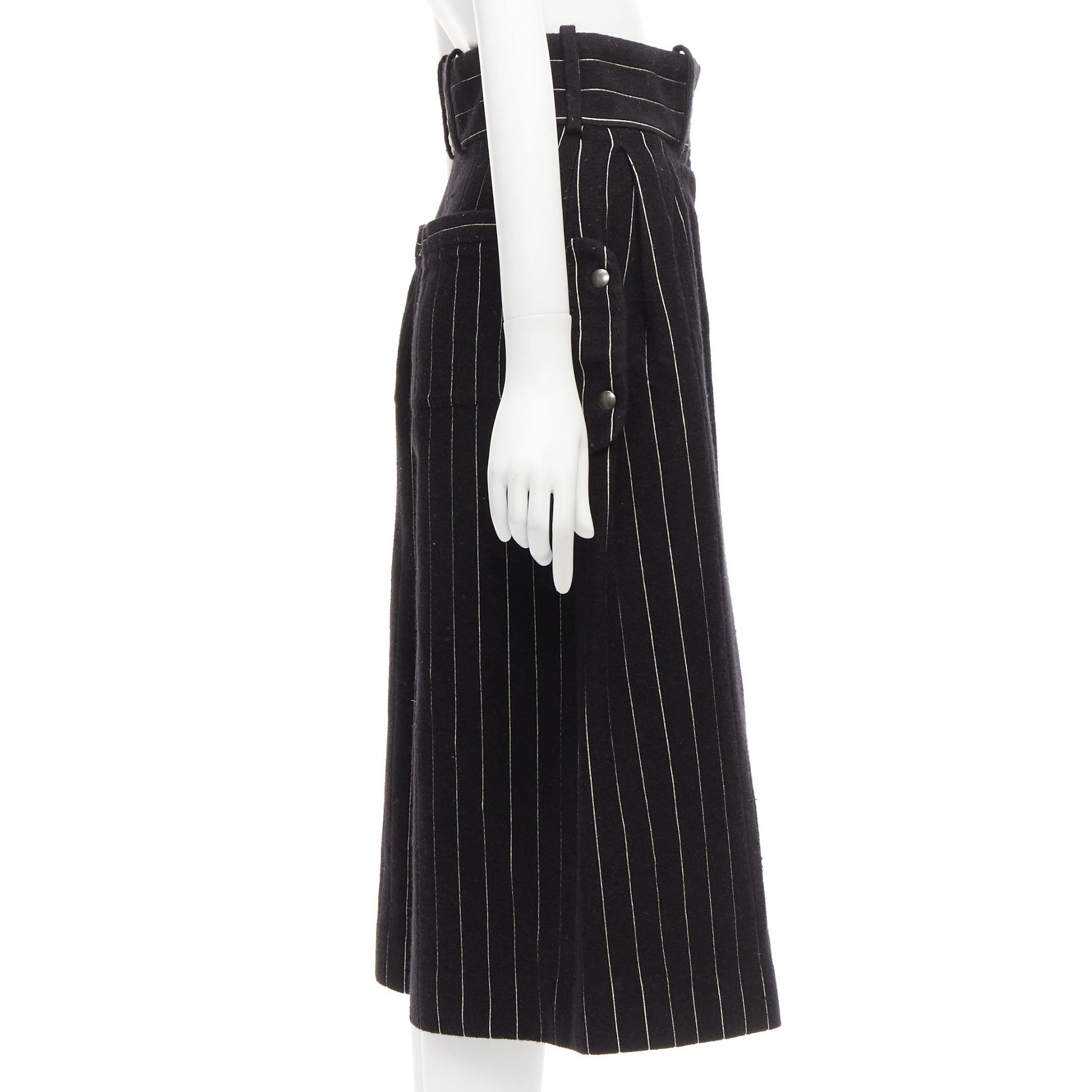 Black JW ANDERSON black white wool blend pinstripe wide leg culotte UK6 XS For Sale