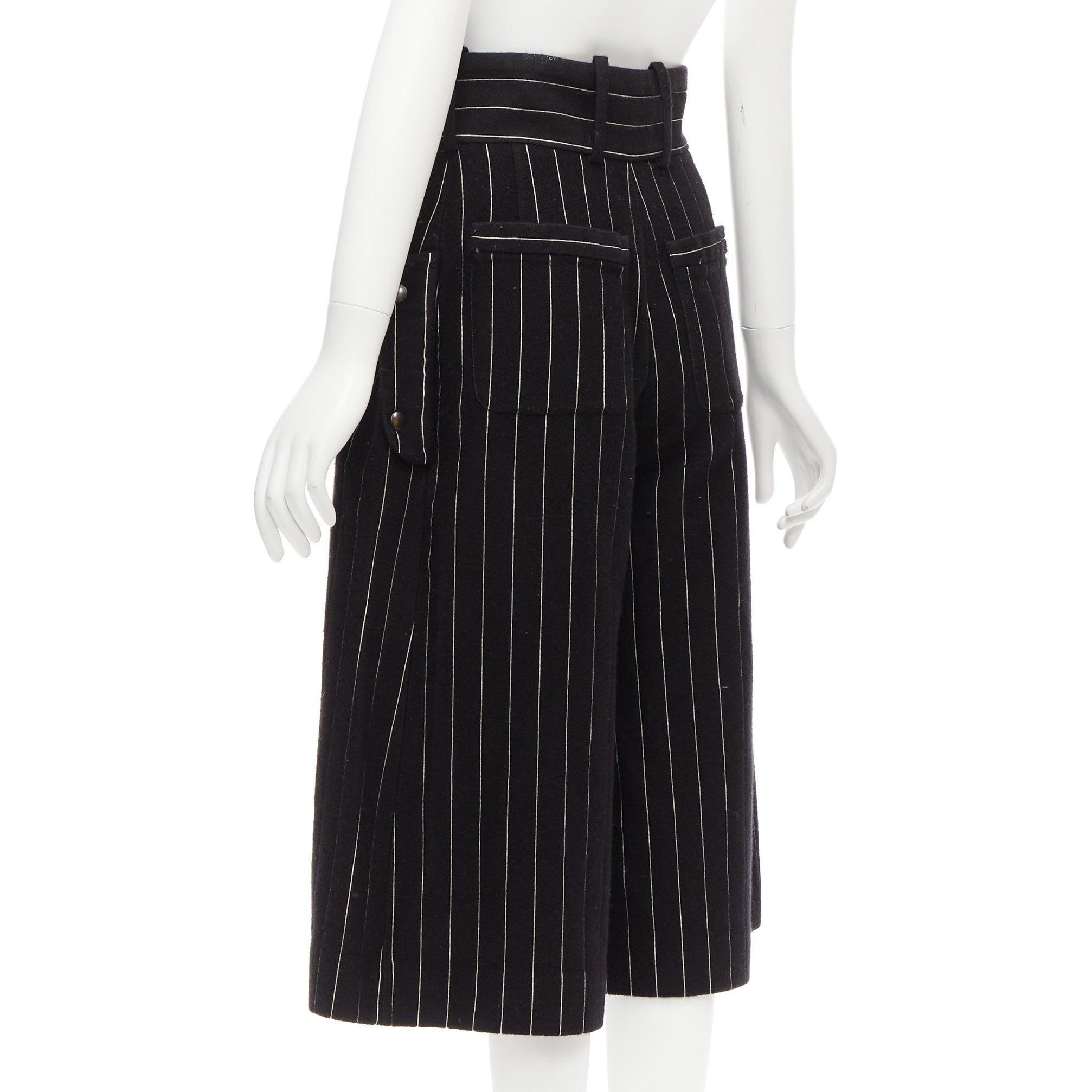 Women's JW ANDERSON black white wool blend pinstripe wide leg culotte UK6 XS For Sale